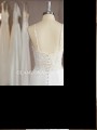 Sheath/Column Stunning V-Neck Sweep Train Stretch Crepe Wedding Dress With Slit