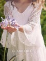 Charming A-line V-neck Long Sleeves Floor-Length Lace Flower Girl Dress