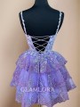 A-line Graceful Spaghetti Straps Lace Corset Short/Mini Dress With Appliques Lace