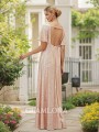 A-line V-Neck Charming Short Sleeves Floor-Length Bridesmaid Dresses